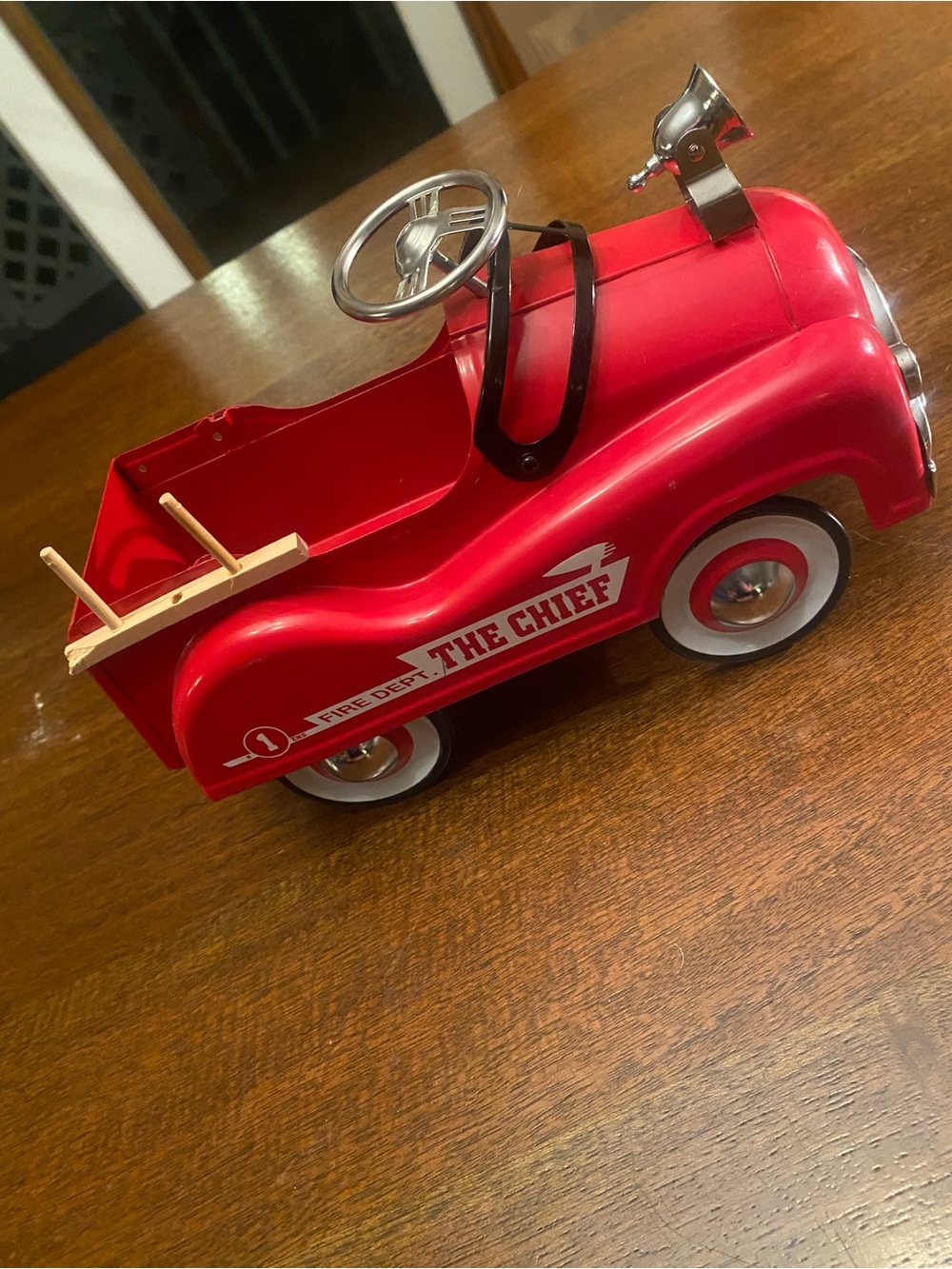 Vintage Teleflora "The Chief" No. 1 Metal Fire Dept Truck Pedal Car Model Toy